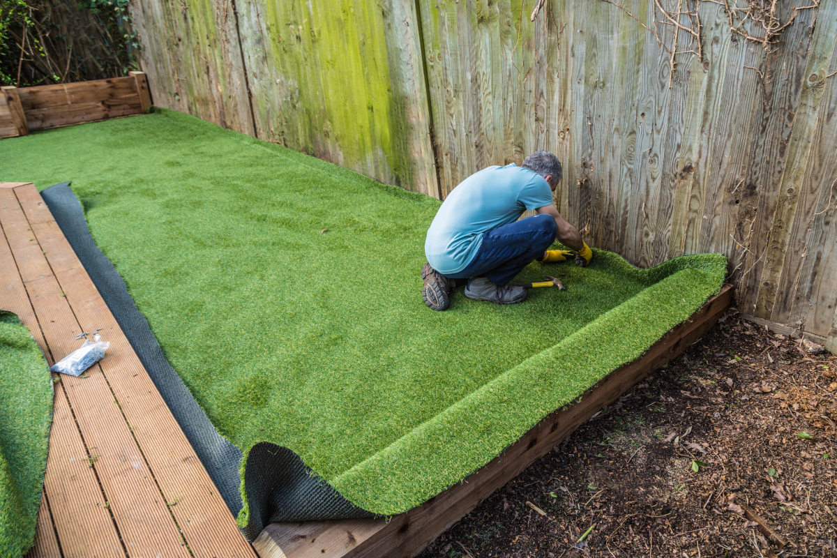 Artificial grass installation in Mesquite